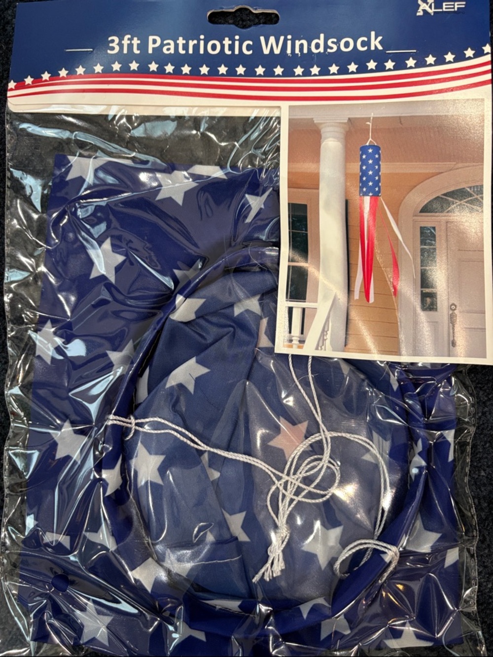3ft Patriotic Windsock - Blue Stars & Red Stripes